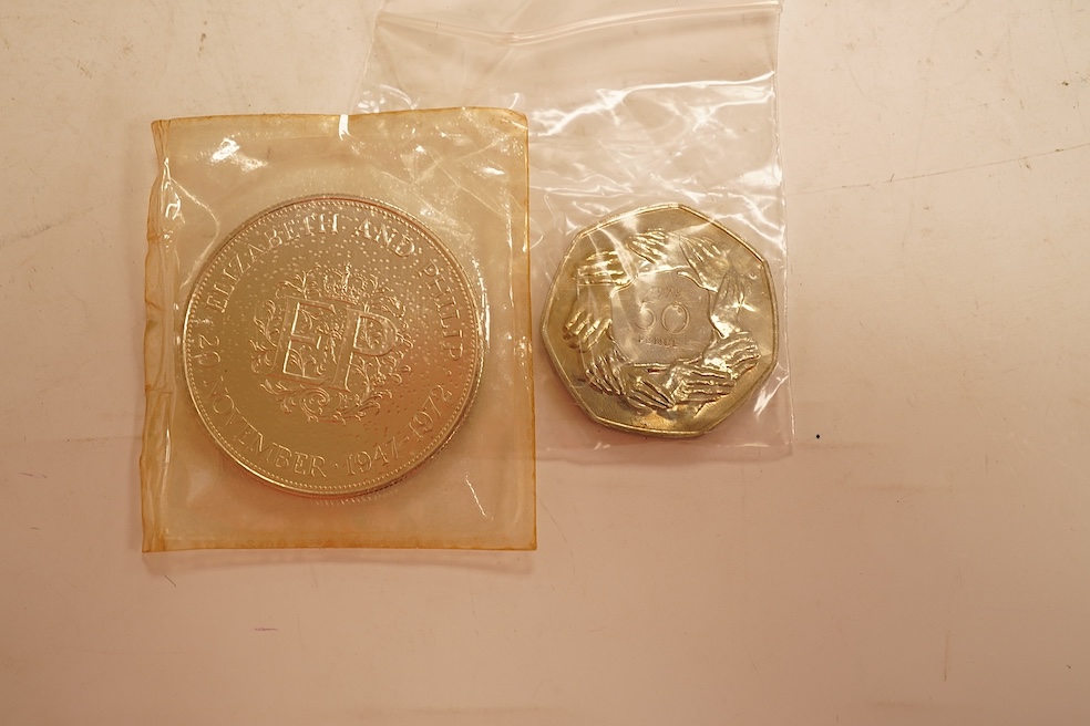 World coins, mostly post war, including France, Persia Netherlands, Romania, Belgium, West Germany, Germany, Spain, Greece, East Africa, New Zealand, salon, Morocco, turkey, Palestine, Fiji, Brazil, Czechoslovakia, Yugos